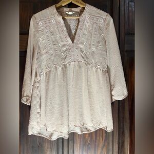 Adiva‎ Beige Embroidered Blouse